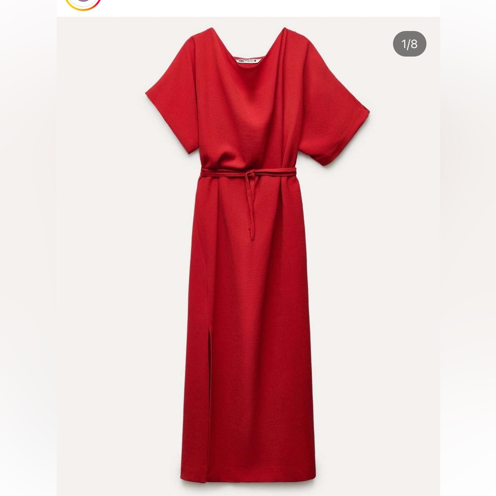 ZARA LONG BELTED DRESS - Picture 10 of 10